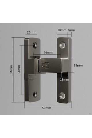 Jokmae Gri 90 Derece Kapı Mandalı - Metal Koruyucu, Katlanır 5x8.4cm
