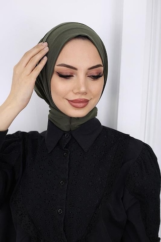 Abarta Çıtçıtlı Pratik Eşarp Sandy Kumaş Renk Seçenekleri Haki Yeşil