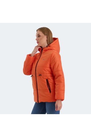 Slazenger CALLU Kadın Kapüşonlu Şişme Turuncu Mont & Kaban