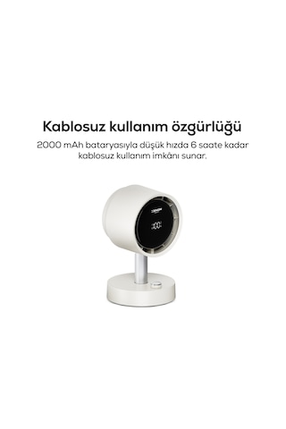Xenon Smart Taşınabilir Masaüstü Fanı 100 Kademe, Otomatik Salınım, Dijital Ekran, 2000mah, Usb-c X6114