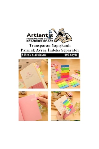 Kendinden Yapışkanlı Ayraç Postit 5 Renkli 2 Paket Yapışkanlı Not Kağıdı Transparan Parmak Ayraç İndeks Seperatör 5 Li Mini