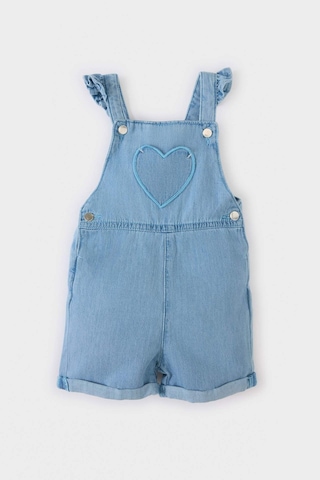 DeFacto Kız Bebek Kalpli Jean Salopet Tulum Z8268A225SMBE394 Mavi