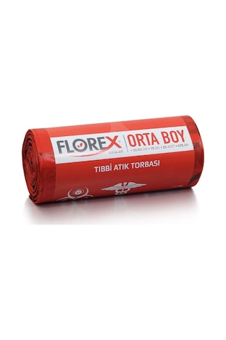 Florex Tıbbi Atık Baskılı Orta Çöp Poşeti (10 Rulo / 250 Adet) 575 Gr