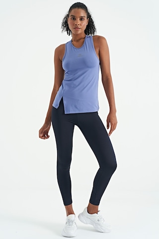 Tommy Life Eflatun Yırtmaç Detaylı O Yaka Sıfır Kollu Standart Kalıp Kadın Spor Atlet - 97256 Mor