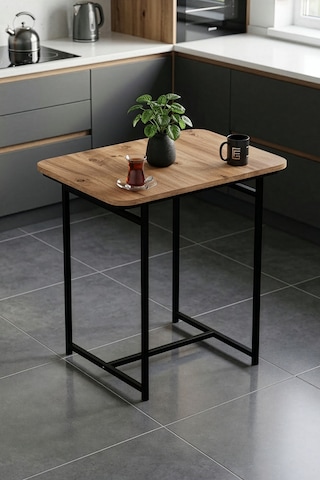 Mutfak Masası Modern 2 Kişilik Yemek Masası Şık Dayanıklı Balkon Cafe Bahçe Masa Minör 9816 Atlantik Kahverengi