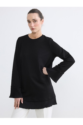 Lcwaıkıkı Classic Siyah Bisiklet Yaka Soft Touch Kadın Tunik