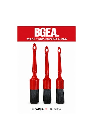 Bgea Premium 3 Parça Detaylı Temizlik Fırça Seti Kırmızı