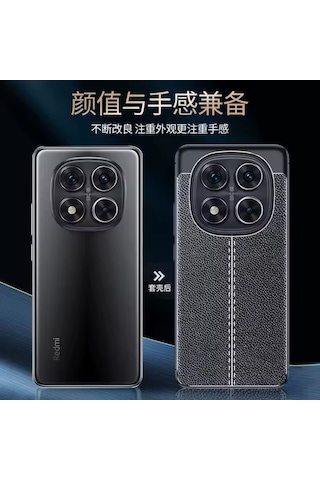 Xiaomi Redmi Note 14 Pro Kılıf Kamera Korumalı Deri Görünümlü Kap