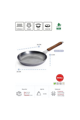 Woll Carbon Steel Kızartma Tavası 24 Cm Gümüş