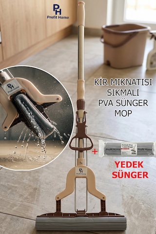Kıl Tüy Toz Kir Mıknatısı Pva Süngerli, Kendinden Sıkmalı Kelebek Mop Sünger Mop Temizlik Seti Yedek Başlık