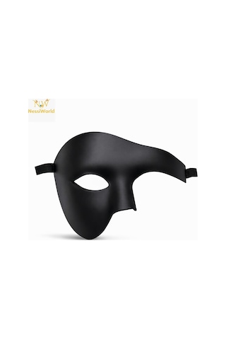 Siyah Yarım Erkek Maske Phantom Parti & Balo Maskesi Açık Bej