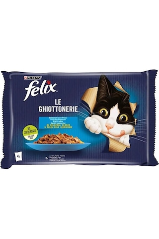 Purina Felix Multipack Somonlu ve Ton Balıklı Yetişkin Kedi Maması 8'li 4 x 85 G