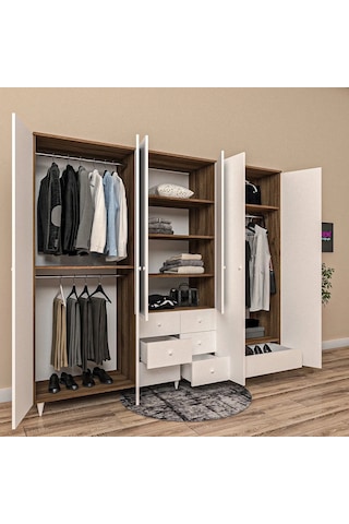 Vision 6 Kapılı 6 Çekmeceli Gardrop Mdf Sis Gri