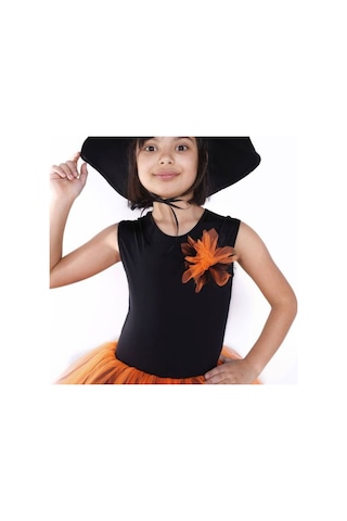 Masho Kids Siyah Şapkalı Süpürgeli Cadı Kostümü - Halloween Bayramı - Cadıla