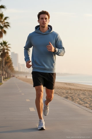 Buratti Regular Fit Kapüşonlu Kanguru Cepli Içi Tüylü Yumuşak Şardonlu Erkek Sweat 5905281 Mavi