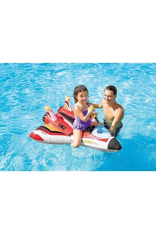 Intex 57536 Su Tabancalı Kırmızı Uçak Şişme Çocuk Binici 117cm Çok Renkli