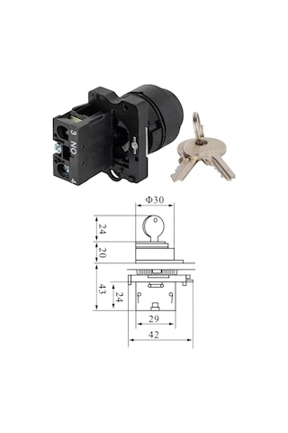 Lay5-eg21 22mm Anahtarlı Switch Kalıcı 0-1 1no