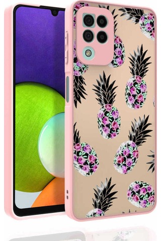Samsung Uyumlu Galaxy M22 Kılıf Desenli Kamera Korumalı Parlak Zore Nora Kapak NO1
