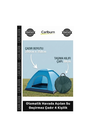 Özel Üretim Kamp Katlanabilir Anti Uv Otomatik Havada Açılan Su Geçirmez Çadır 4 Kişilik Çok Renkli