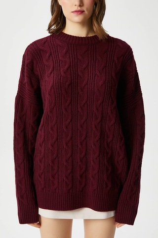 Ritnice Kadın Stella Yumuşak Oversize Bordo Triko Kazak Bordo