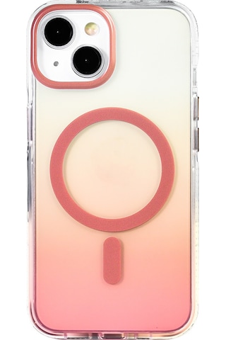 Apple Uyumlu iPhone 13 Kılıf M-safe Şarj Özellikli Transparan Renk Geçişli Zore Toros Kapak Rose Gold
