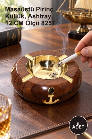 5 Adet Pirinç Çapalı Küllük Masaüstü Pirinç Küllük, Ashtray, 12 Cm Ölçü 8257