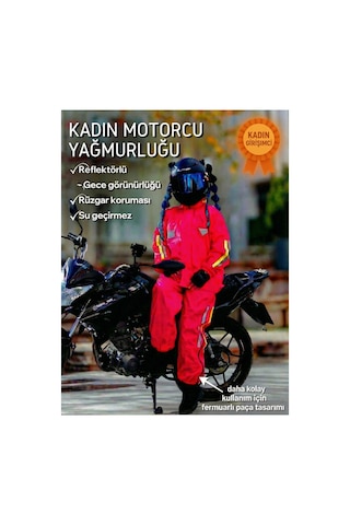 Outdo Kadın Motorcu Yağmurluğu Fuşya Reflektör Ve Neon Baskılı Diğer