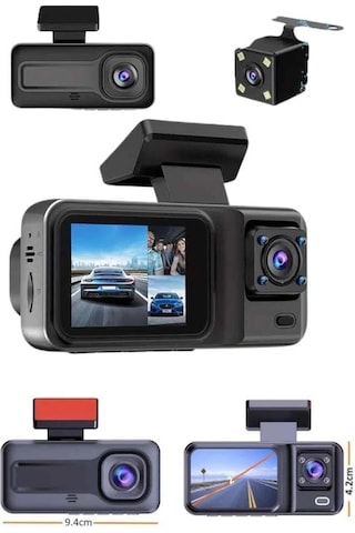 Mey İthalat Dvr Araç İçi Kamera Ön Ve İç Kamera 2 İnç Ekranlı Çift Kamera
