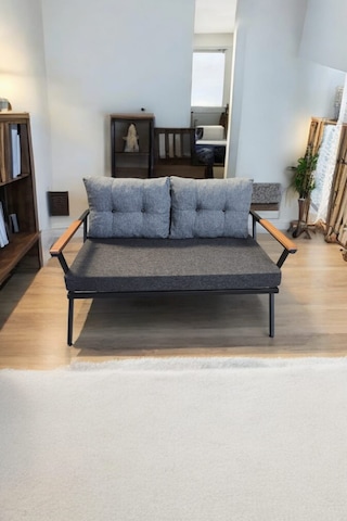 Pilocca Tekli Bahçe Balkon Mobilyası 2'li 60x120cm Antrasit Gri