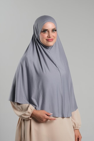 Gri Pratik Hazır Geçmeli Tesettür Eşarp Viskon Pratik Namaz Örtüsü 2201 15 Gri