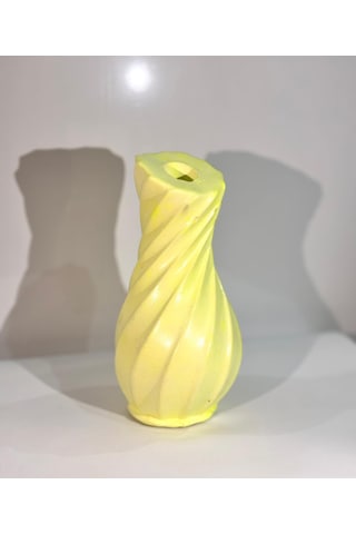 Modern Spiral Tasarım Dekoratif Vazo Şık Ev Dekoru Açık Sarı