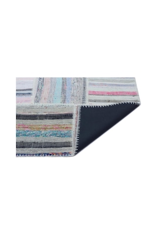 El Dokuması Patchwork Vintage Yün Pamuk Çizgili Halı 25423 160 X 230 Cm Çok Renkli