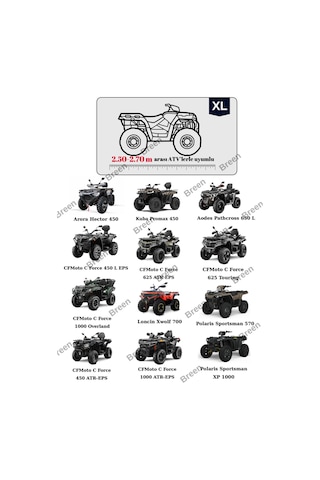 Siyah Atv Brandası, Xl Beden, Koruma Örtüsü, Güneşten Korur, Su Geçirmez, Dayanıklı