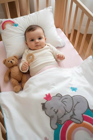 Lucky Pembe Punch Nakışlı %100 Pamuklu Bebek Nevresim Takımı Çok Renkli