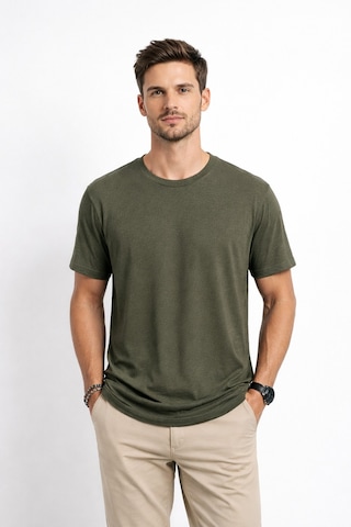 Cazador Erkek Bisiklet Yaka Kendinden Desenli T Shirt 44420 Haki