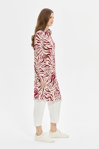 Esswaap Zebra Desenli Tunik Bordo Kırmızı