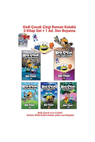 Kedi Çocuk Serisi 5 Kitap Set, Serinin Son Kitabı Kedi Çocuk 5 Dahil + 1 Ad Boyama