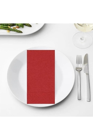 Omnipazar 33 x 33 CM 1/8 Garson Katlama Servis Peçetesi 100 Adet Kırmızı