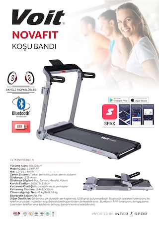 Voit Novafit Koşu Bandı Bluetooth Uygulamalı Hoparlörlü Led Ekran
