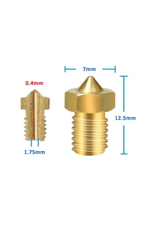 0.4mm x 1.75mm M6 Prinç Nozzle 3D Yazıcı Printer 1.75mm Filament Uyum MK8 CR-10 CR-10S Ender 3