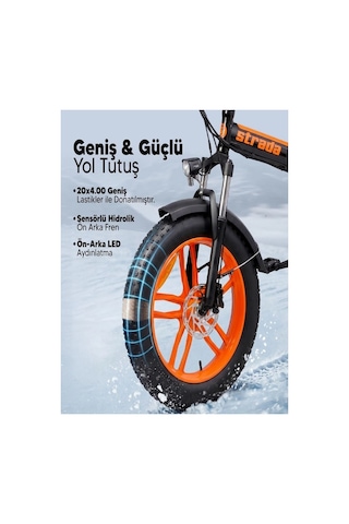 E-bro Hidrolik Disk Fat Bike Katlanabilir 20 Jant Elektrikli Bisiklet Turuncu