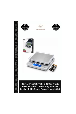Dijital Mutfak Takı 3000gr Tartı Hassas Terazi Mini Boy Günlük Ölçüm Pilli Cihaz Fonksiyonel Alet