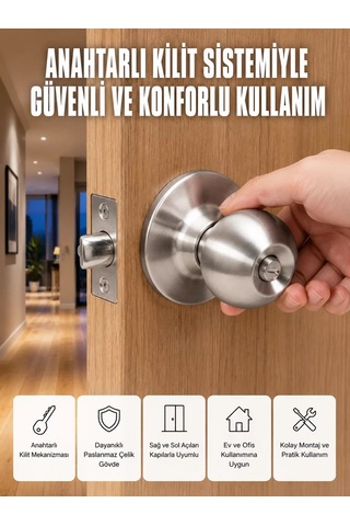 Northcity Estetik Güvenli Topuzlu Kapı Kilidi - Modern Ve Dayanıklı Çözüm
