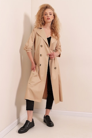 Bigdart 5853 Kruvaze Yaka Trençkot - Vizon 001