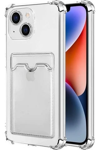 Kvy Apple Uyumlu iPhone 14 Plus Kamera Korumalı Kartlıklı Setra Şeffaf Silikon Kılıf