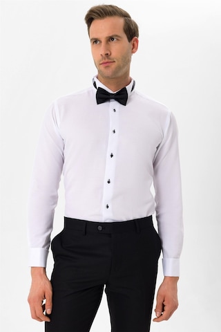 Süvari Siyah Slim Fit Düz Ata Yaka Gömlek