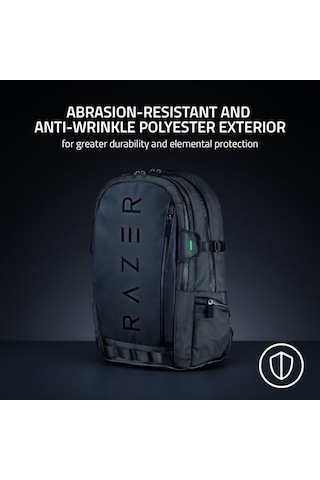 15mins Razer Rogue V3 Sırt Çantası 15,6" Black Edition - Kompakt Seyahat Sırt Çantası 15 İnçe Kadar Dizüstü Bilgisayarlar İçin Bölme, Aşınmaya Dayanıklı, Polyesterden Yapılmış Dış Kabuk Siyah 12 Gri