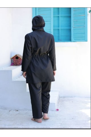 Paraşüt Kumaş Tesettür Mayo Siyah
