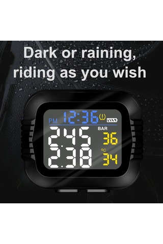 Hallow-motosiklet Lastik Basıncı Monitörü Dağ Bisikleti Kablosuz K17403