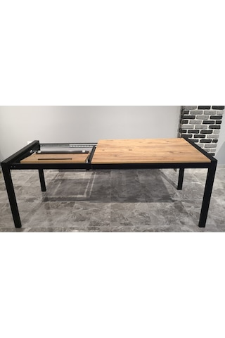 Onurdesign16 Star Modern Atlantik Çam Açılabilir Metal Kasa Ahşap Yemek Masası